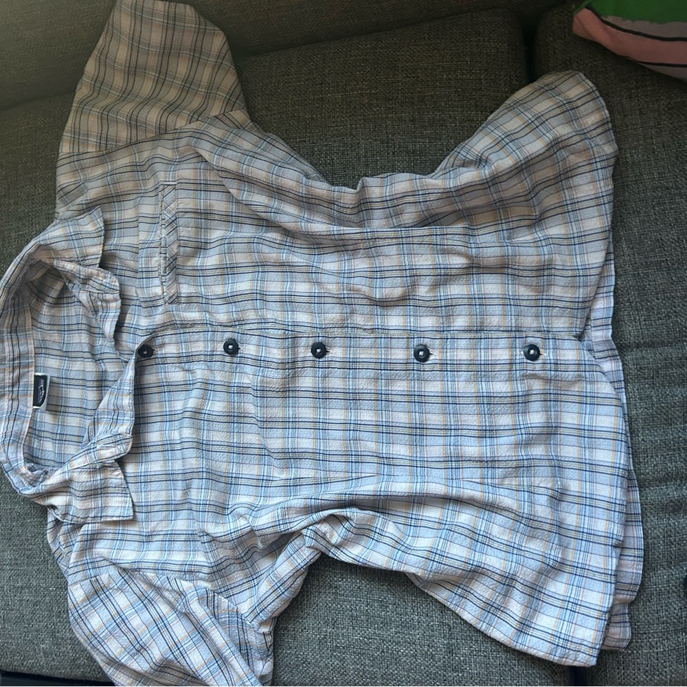 Patagonia Blue and White Plaid Casual Shirt